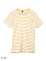 เสื้อยืดคอกลมลายทาง S164 (สีเหลืองอ่อนฟอก)