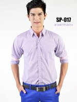 เสื้อเชิ้ตผู้ชายลายตารางสีม่วง SP-017