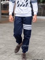 กางเกง JOGGER พรีเมี่ยม ผ้า COTTON รหัส SS T612 W สีกรม แถบขาว