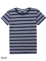 เสื้อยืดคอกลมลายทาง S045 (สีขาวเหลืองเล็ก)