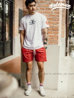 กางเกงขาสั้น พรีเมี่ยม ผ้า COTTON รหัส SS 217 zip สีแดงสด