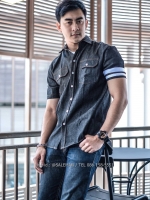 BIG เสื้อเชิตยีนส์ SALEMAN®Original เสื้อเชิตคุณภาพ สีเทาดำ SSY110