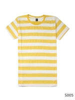 เสื้อยืดคอกลมลายทาง ริ้ว1นิ้ว S005 (สีเหลือง)