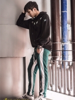 กางเกง ขายาว พรีเมี่ยม ผ้า วอม รหัส W 625 TAX w เขียวแถบขาว