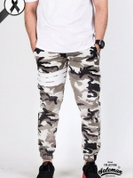 กางเกง jogger ขาจั๊ม ผ้าวอร์ม WT 678 WW ลายทหาร แถบขาว