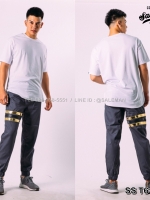 กางเกง JOGGER พรีเมี่ยม ผ้า COTTON รหัส SST 616 เทาควันแถบทอง