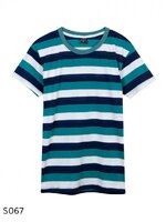 เสื้อยืดคอกลมลายทาง S067 (สีกรมท่า เขียว ขาว)