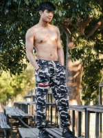 กางเกง jogger ขาจั๊ม ผ้าวอร์ม WT675 R ทหารแถบแดง