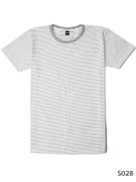 เสื้อยืดคอกลมลายทางริ้วเล็ก S028 (สีขาวเทา)