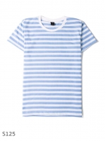 เสื้อยืดคอกลมลายทาง S125 (ครึ่งนิ้ว สีสกาย ฟ้าขาว)