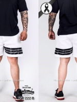 กางเกงขาสั้น พรีเมี่ยม รหัส WT 222 B สีขาว แถบดำ