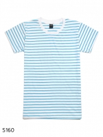เสื้อยืดคอกลมลายทาง S160 (สีขาวเส้นฟ้าเเจ่ม)