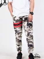 กางเกง jogger ขาจั๊ม ผ้าวอร์ม WT 678 Red ลายทหาร แถบแดง