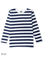 SL03 เสื้อยืดแขนยาวลายทาง ริ้วใหญ่ขาวกรม