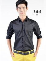 เสื้อเชิ้ตผู้ชายสีดำ S-019