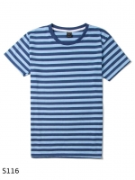 เสื้อยืดคอกลมลายทาง S116 (ครึ่งนิ้ว สีฟ้ากรม)