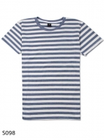 เสื้อยืดคอกลมลายทาง S098 (สีกรมท่าฟอก)