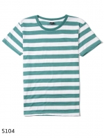 เสื้อยืดคอกลมลายทาง S104 (สีฟ้าครามฟอก)