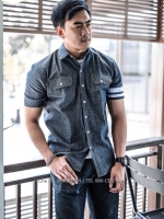 BIG เสื้อเชิตยีนส์ SALEMAN®Original เสื้อเชิตคุณภาพ สีเทาอ่อน SSY109
