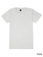 เสื้อยืดคอกลมเรียบ Po06 สีเทาอ่อนฟอก