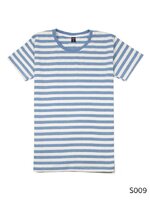 เสื้อยืดคอกลมลายทาง ริ้ว1เซนติเมตร S009 (สีฟ้าฟอก)