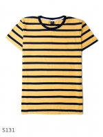 เสื้อยืดคอกลมลายทาง S131 (สีเหลืองใหญ่สลับสีกรม 1)