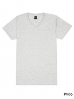 เสื้อยืดคอวีเรียบ Pv06 สีเทาอ่อนฟอก
