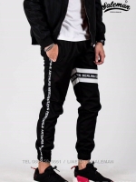 กางเกง JOGGER พรีเมี่ยม ผ้า COTTON 100% รหัส SS T615 TaxWสีดำ แถบแท็กขาว