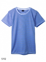 เสื้อยืดคอกลมลายทาง S112 (สีเฟ้าอ่อน น้ำเงินเล็ก)