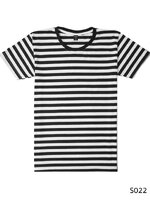 เสื้อยืดคอกลมลายทางครึ่งนิ้ว S022 (สีขาวดำ)