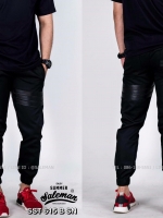 กางเกง JOGGER พรีเมี่ยม ผ้า COTTON รหัส SST 615 B สีดำ แถบดำเคปล่า