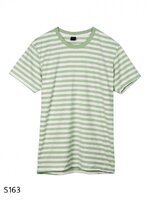 เสื้อยืดคอกลมลายทาง S163 (สีเขียวอ่อนฟอก)