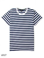 เสื้อยืดคอกลมลายทาง S017 (สีขาวกรม ริ้ว)