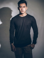 เสื้อยืดแขนยาว สีดำ SUPER BLACK