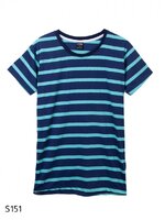 เสื้อยืดคอกลมลายทาง S151 (สีพื้นกรมเเถบเขียว นิวเออซูล่า)