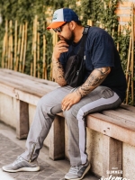 กางเกง Jogger ขาจั๊ม พรีเมี่ยม รหัส SC 616 W สก็อตแถบข้างขาว