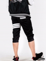 กางเกงสามส่วน พรีเมี่ยม ผ้า COTTON รหัส SST 315 W สีดำ แถบขาว