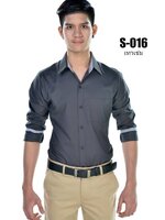 เสื้อเชิ้ตผู้ชายสีเทาเข้ม S-016