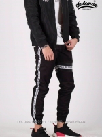 กางเกง JOGGER พรีเมี่ยม ผ้า COTTON 100% รหัส SST 615 Taxฺ B สีดำ แถบแท็กดำ