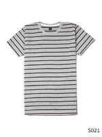 เสื้อยืดคอกลมลายทาง S021 (สีพื้นเทาริิ้วดำ)