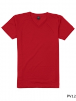 เสื้อยืดคอวีเรียบ Pv12 สีแดง