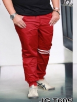 กางเกง jogger JG T605 แดงเลือดแถบ