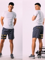 กางเกงขาสั้น พรีเมี่ยม ผ้า COTTON รหัส SST 216 G สีเทา แถบทอง