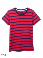 เสื้อยืดคอกลมลายทาง S150 (สีพื้นแดงเเถบกรม dangerous)