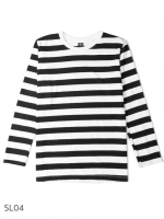 SL04 เสื้อยืดแขนยาวลายทาง ริ้วใหญ่ขาวดำ