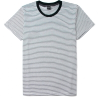 เสื้อยืดคอกลมลายทาง S038 (สีกรมริ้วฟ้า) ไซต์ XL