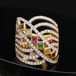 RG250087 แหวนนพเก้าไขว้ เพชรแท้ 124 เม็ด 1.99 กะรัต ทองแท้ 18k นน.รวม 10.17 รัม ขนาดแหวน 57