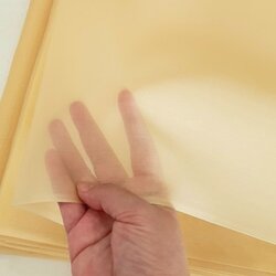 ผ้าไหมแก้ว ไหมแท้ 100% เนื้อโปร่งบางเบา สีเหลืองทองเปลือกข้าวโพด ตัดขายตามความยาวหลา รหัส C1-115-7