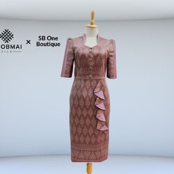 แบบตัดชุด เดรสผ้าไหม (ไม่รวมผ้า) chobmai x SBone รหัส CUT-SB-04016621