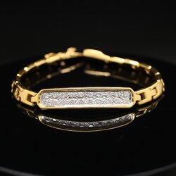 BL25026 สร้อยข้อมือเพชรแถวครึ่งเส้น เพชรแท้ 20 เม็ด 0.80 กะรัต ทองแท้ 14k นน.รวม 18 กรัม ยาว 15.5 ซม. เพชรไฟดี